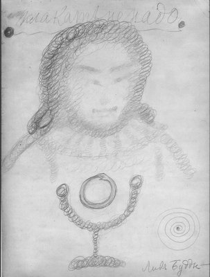Лик Будды (автоматический рисунок, выполненный Рерихами), 1920-е.